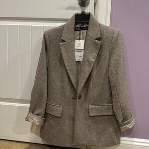 Zara Straight Cut Harringbone Blazer